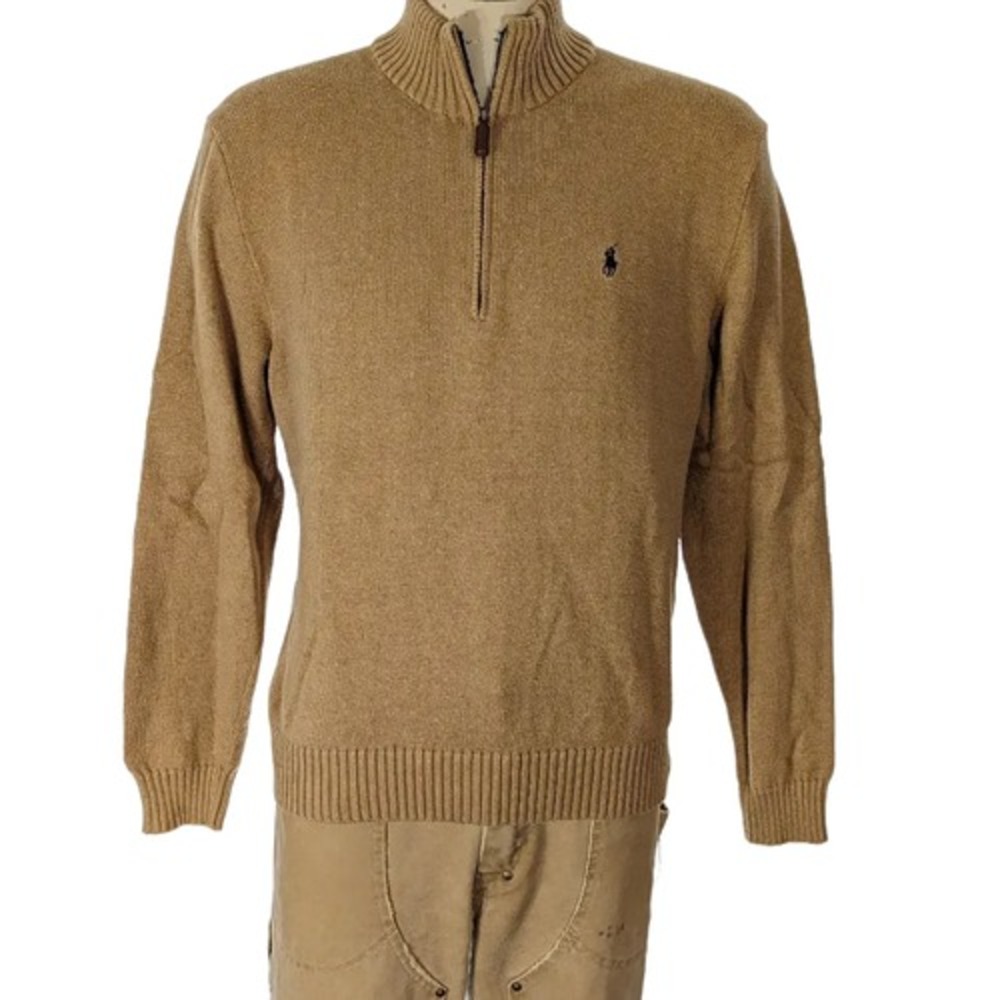Polo Ralph Lauren Mens Cotton Quarter Zip Pullover Sweater Pony Sz XL EUC